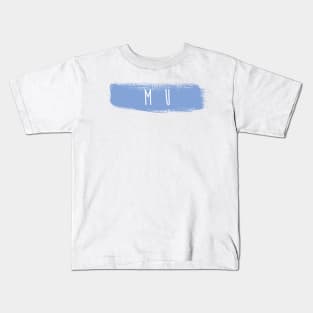 Mu Blue Brush Stroke Kids T-Shirt